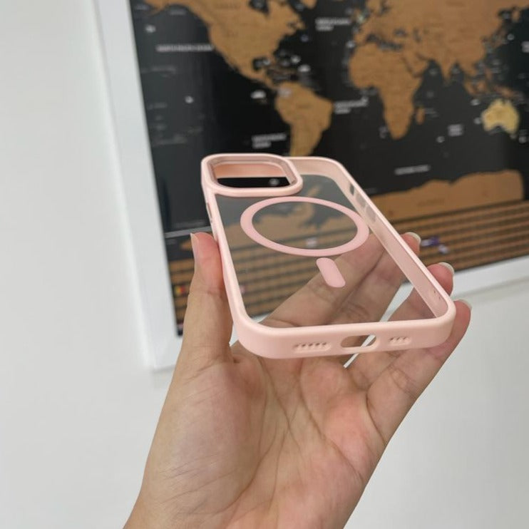 Funda transparente MagSafe iPhone 13 Pro Max borde de color (rosa) - Funda -movil.es