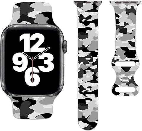 Correa Silicona Camouflage Blanco-Negro Apple Watch 42/44/45/49 mm