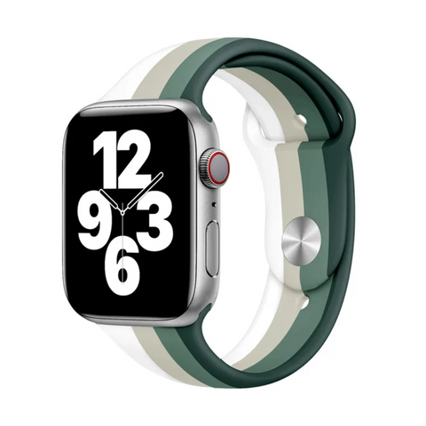 Correa Silicona Verde-Blanco Apple Watch 42/44/45/49 mm