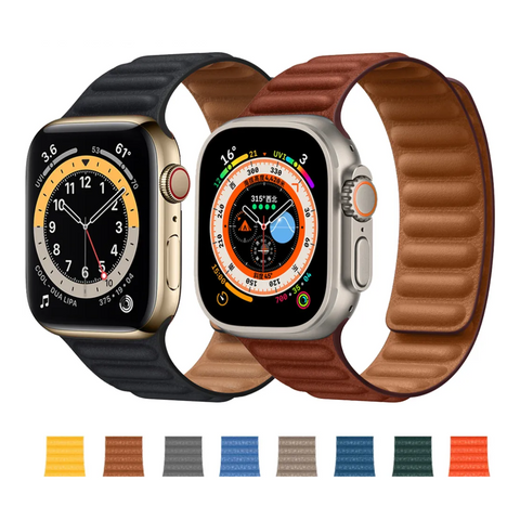 Correa de Cuero Magnética eslabones Apple Watch 42/44/45/49 mm