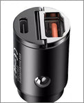 Adaptador carga para carro USB + USB-C