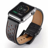 Correa de Cuero Negro/Naranja Apple Watch 38/40/41 mm