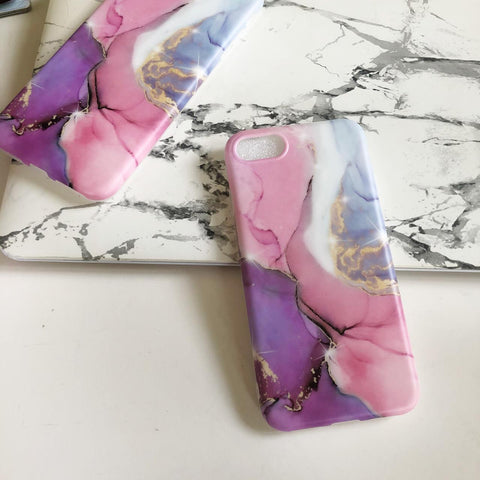 Marmol Case silicona Rosado Y Morado iPhone 7/8 y SE 2020